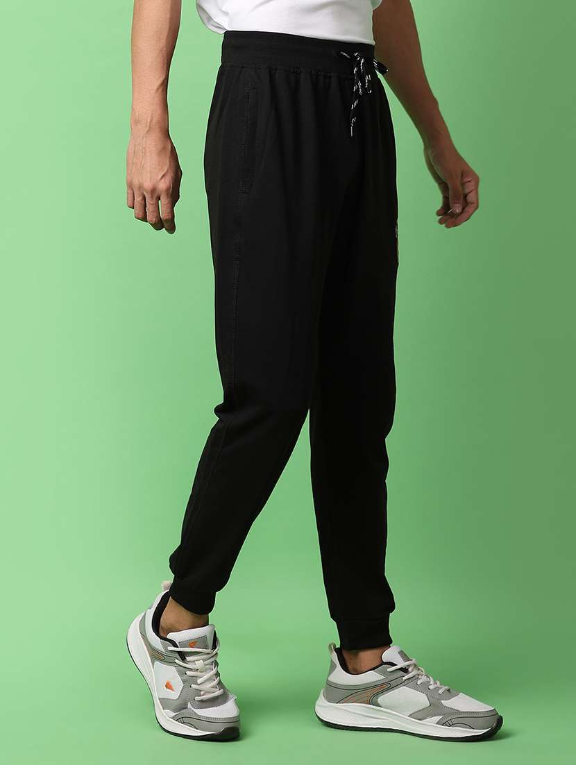 men balck placement print mid rise jogger - 21236142 -  Standard Image - 2