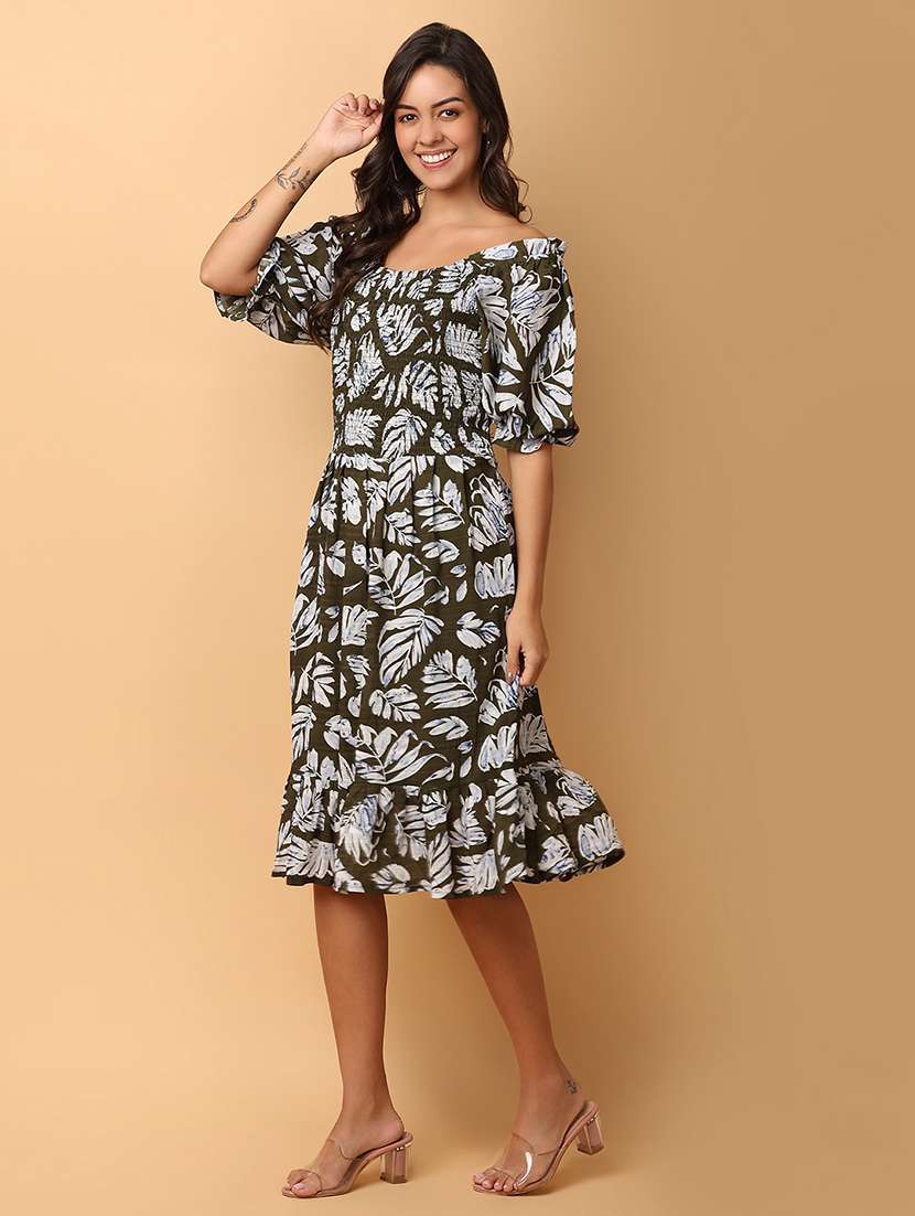 women green polyester fit & flare dress - 21236219 -  Standard Image - 2