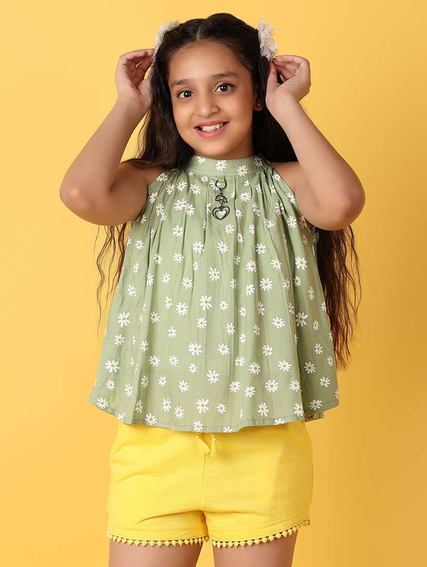 green floral printed top