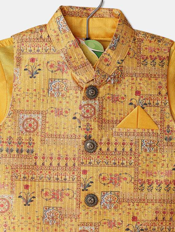 boys printed mandarin neck ethnic wear set - 21236258 -  Standard Image - 2