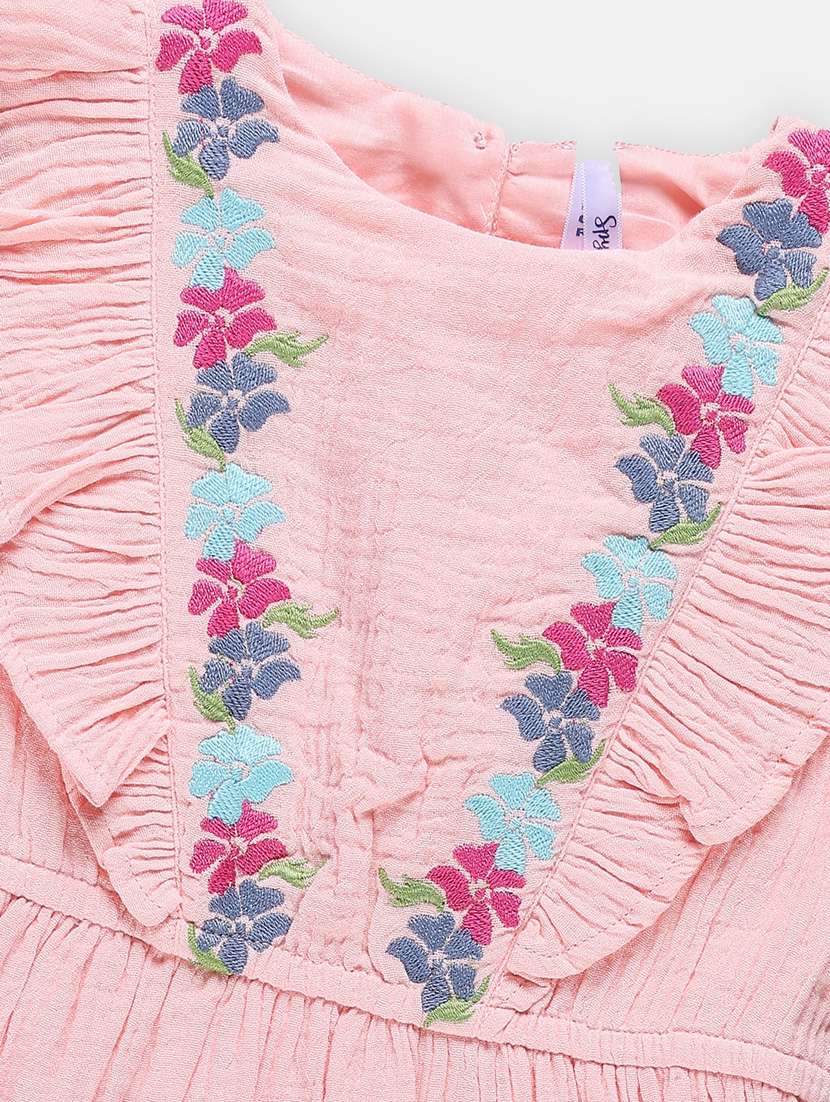 peach embroidered cotton frock - 21236446 -  Standard Image - 2
