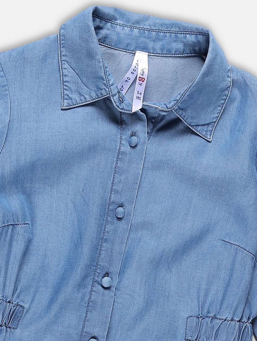 girls blue solid cotton dress - 21236447 -  Standard Image - 2