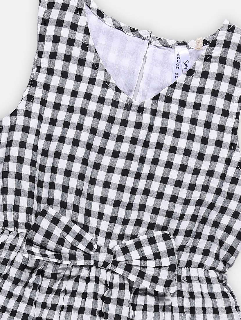 girls black checkered cotton frock - 21236448 -  Standard Image - 2