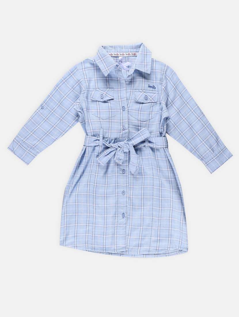 blue checkered cotton frock
