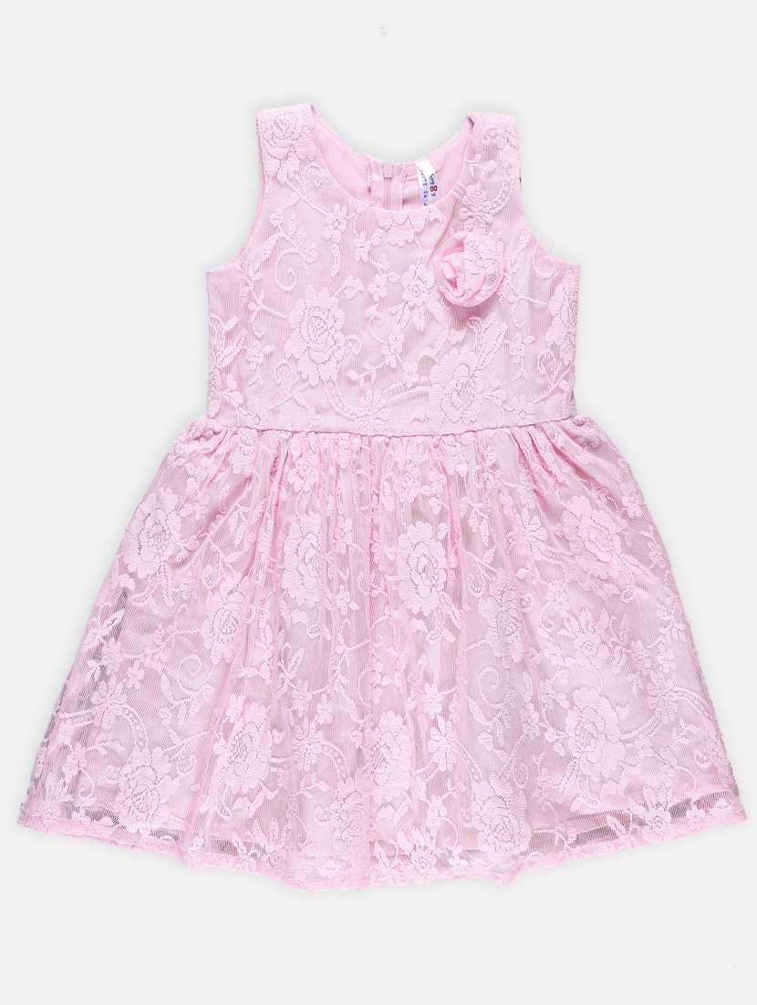 pink self design frock