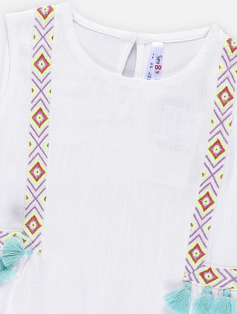 girl embroidered round neck top - 21236975 - Standard Image - 2