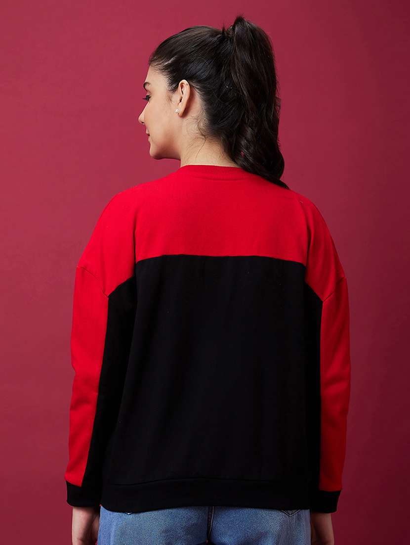 black cotton color block sweatshirt - 21237139 -  Standard Image - 2