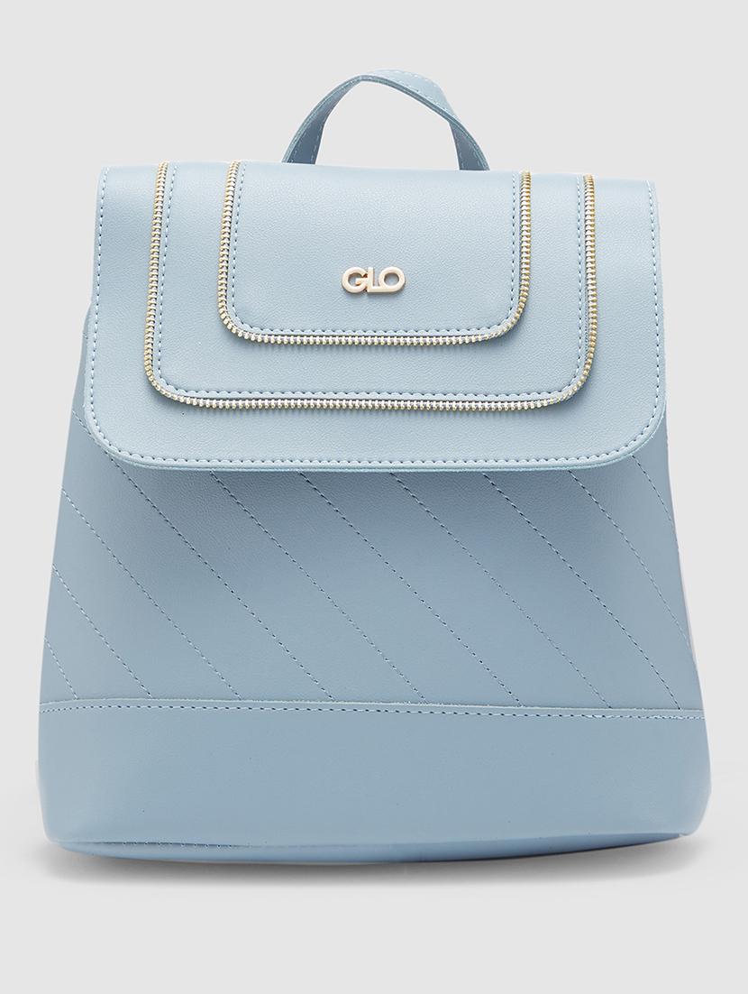 women blue leatherette (pu) fashion backpack