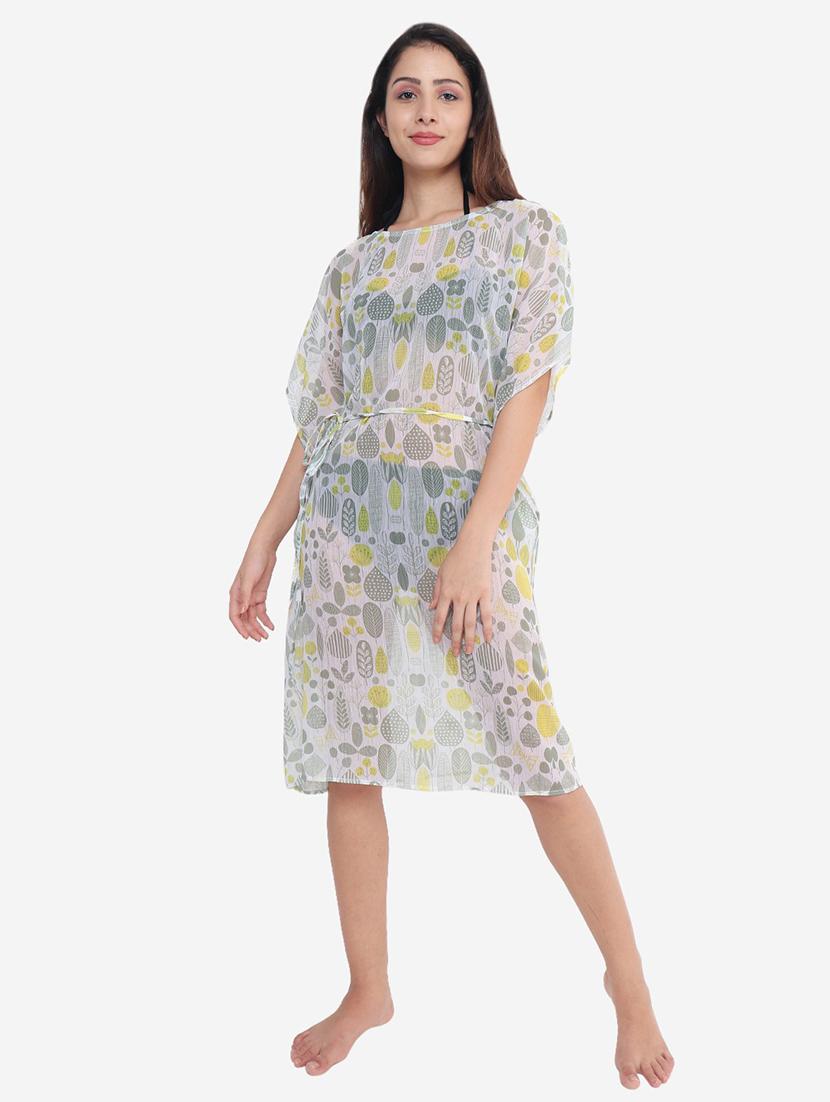 white polyester maxi kaftan - 21237284 - Zoom Image - 0