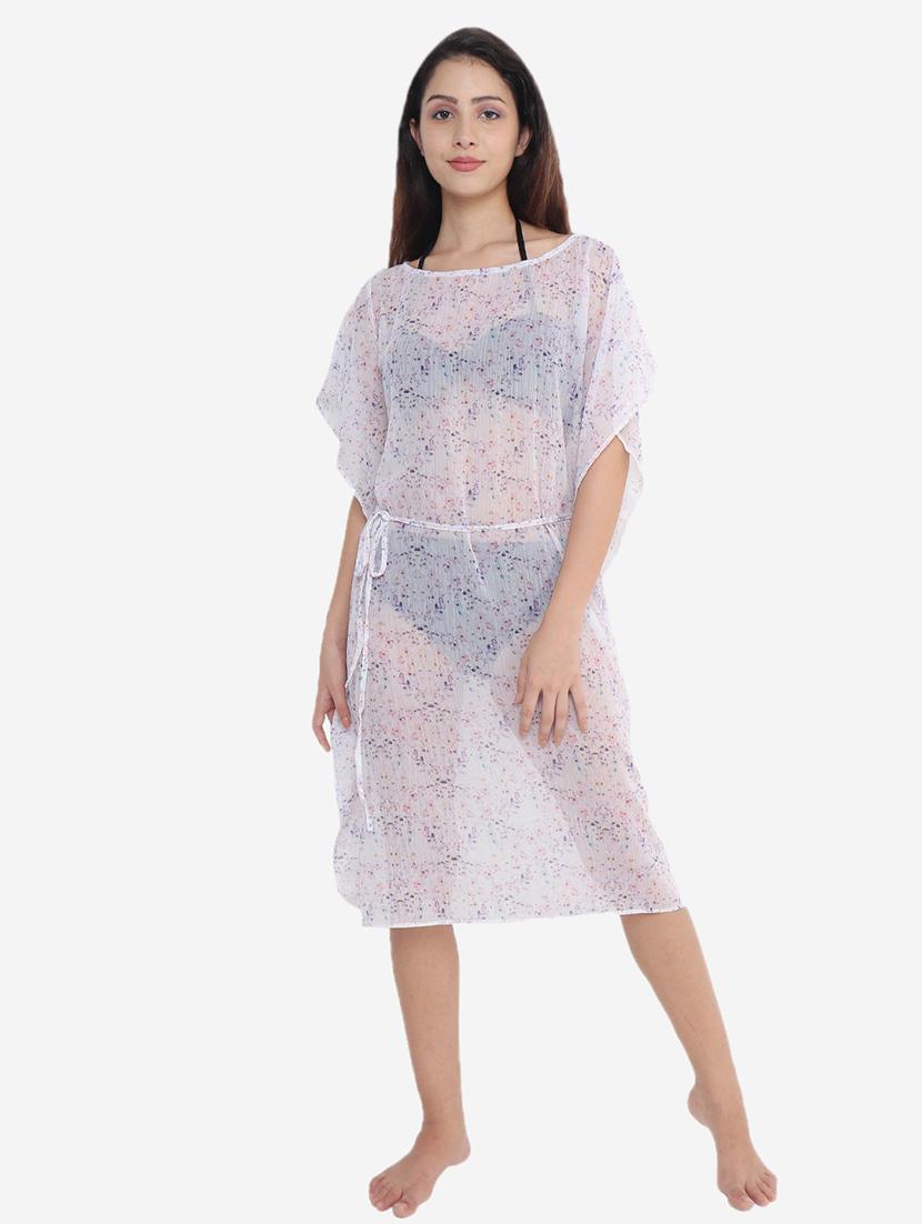 white polyester maxi kaftan - 21237286 -  Zoom Image - 0