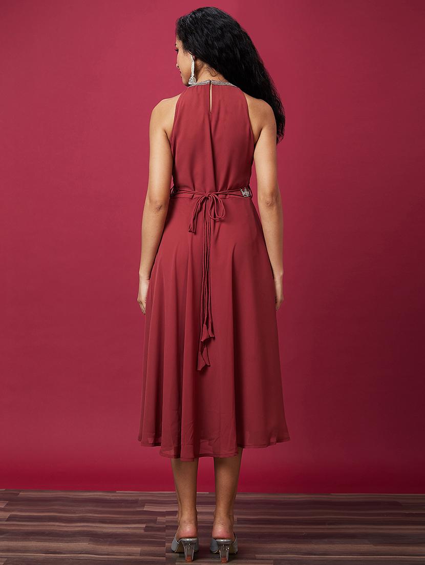 rust georgette aline ethnic dress - 21237414 - Standard Image - 2