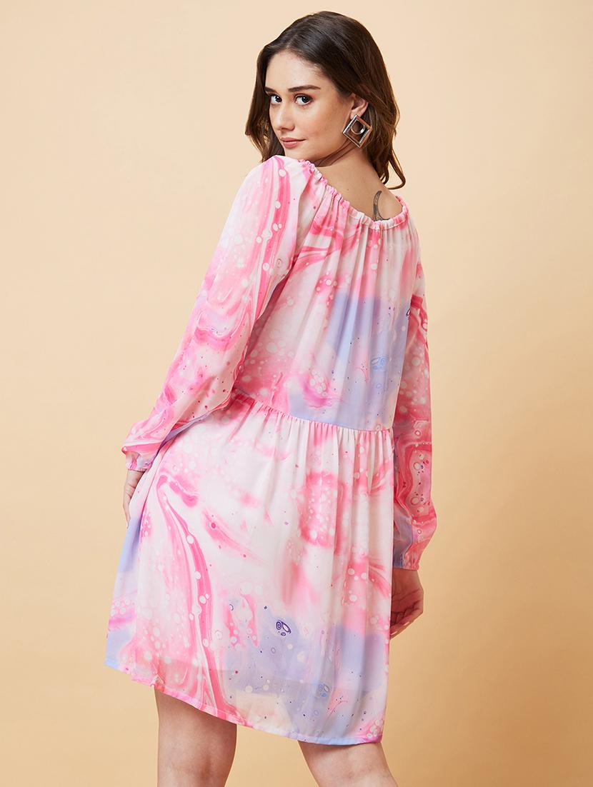 pink polyester a-line dress - 21237417 - Standard Image - 2