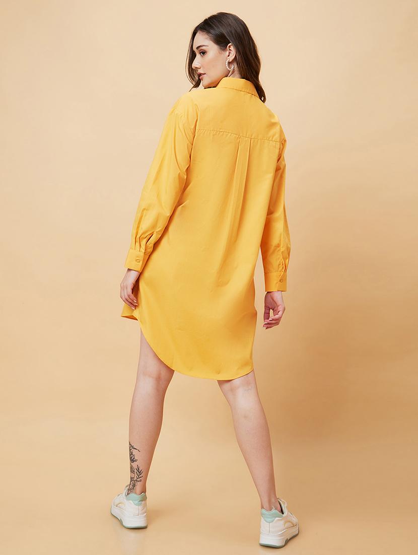 yellow cotton shirt dress - 21237418 - Standard Image - 2