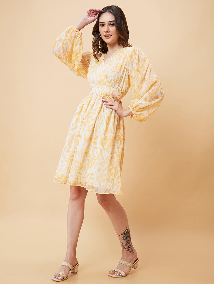 off white polyester fit & flare dress - 21237420 - Standard Image - 2