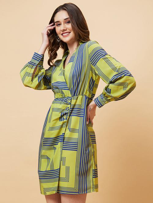 green polyester a-line dress - 21237424 -  Standard Image - 0
