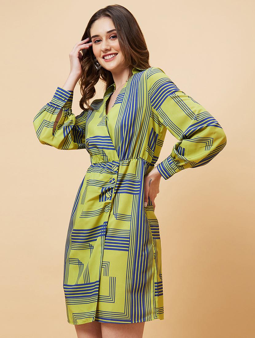 green polyester a-line dress - 21237424 -  Zoom Image - 0