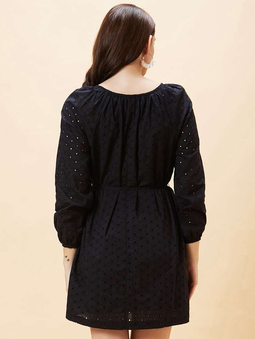 black cotton a-line dress - 21237427 - Standard Image - 2