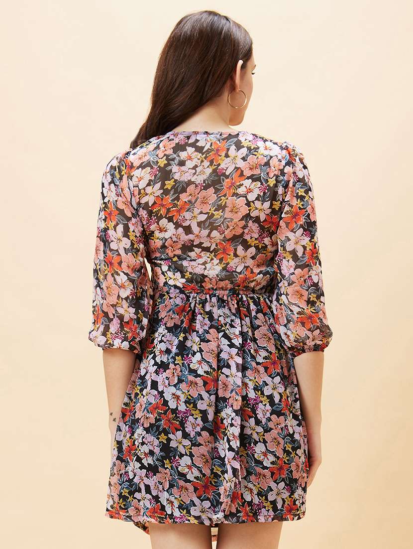 black polyester fit & flare dress - 21237430 -  Standard Image - 2