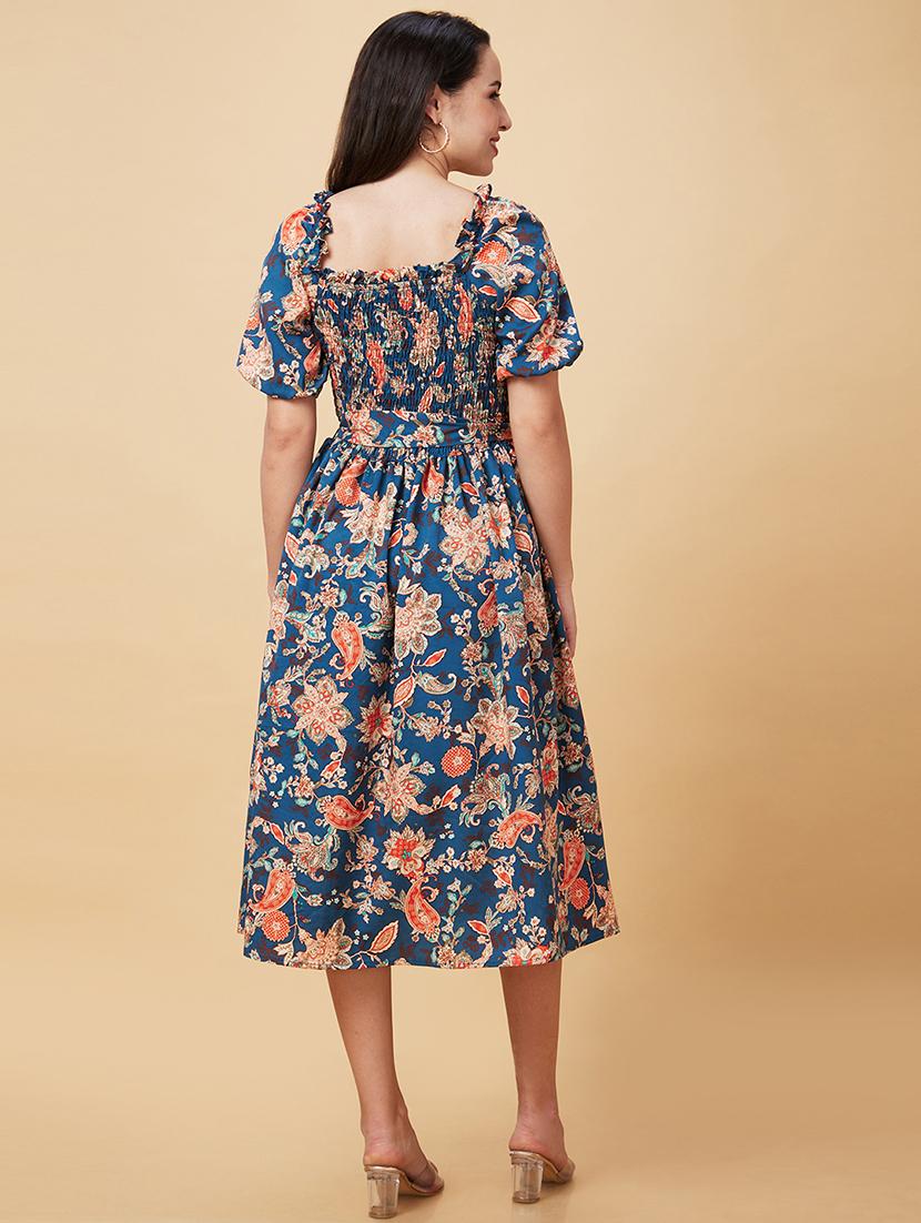 teal polyester fit & flare dress - 21237436 - Standard Image - 2