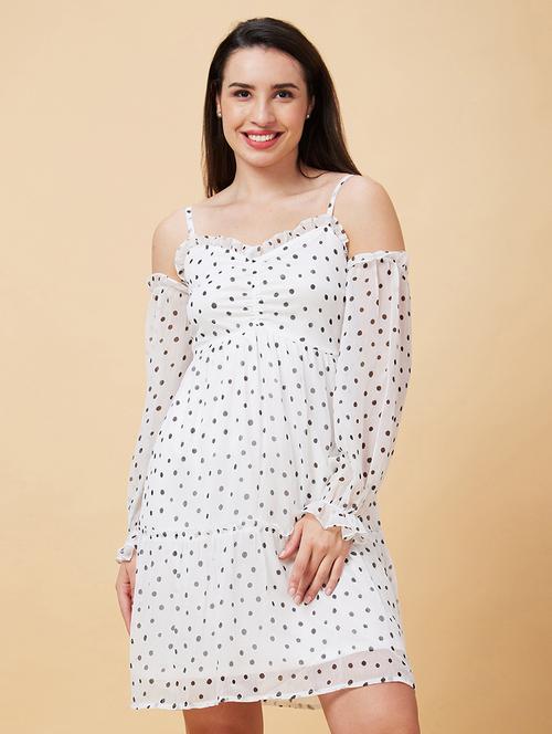 white polyester fit & flare dress - 21237440 -  Standard Image - 0