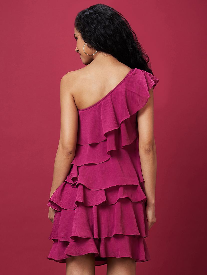 magenta pink polyester layered dress - 21237456 - Standard Image - 2