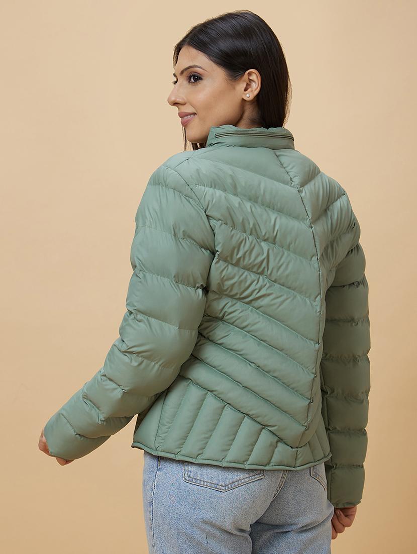 women solids quilted long sleeve jackets - 21237600 - Standard Image - 2