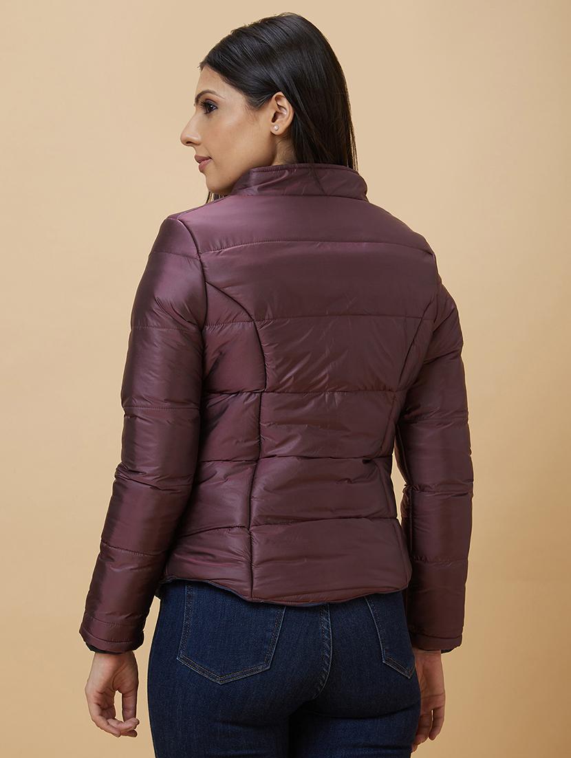 women solids quilted long sleeve jackets - 21237601 - Standard Image - 2