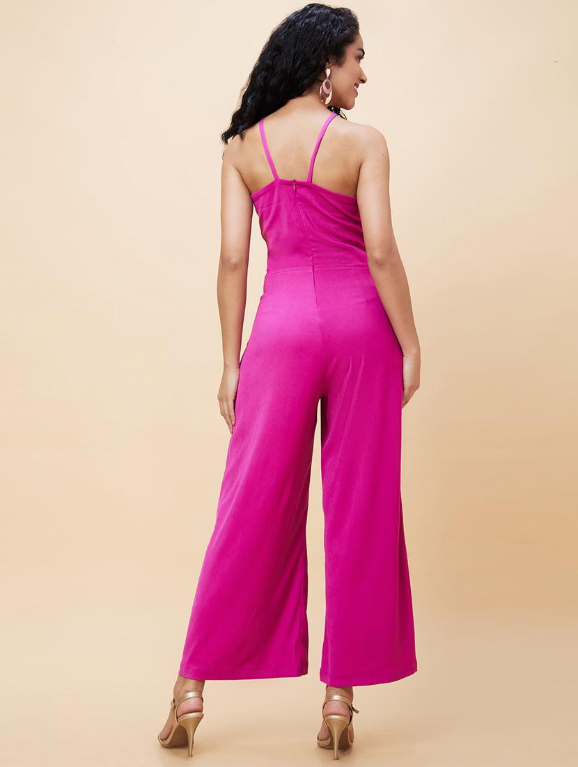 pink solid full leg jumpsuit - 21237733 - Standard Image - 2