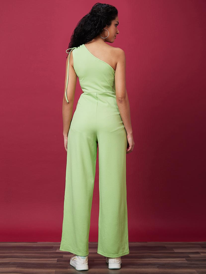 green solid full leg jumpsuit - 21237745 - Standard Image - 2