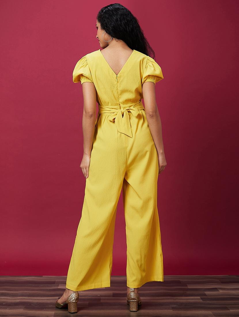 yellow solid full leg jumpsuit - 21237746 - Standard Image - 2