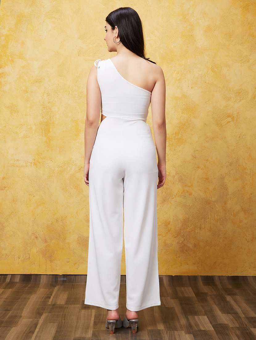 white solid full leg jumpsuit - 21237748 - Standard Image - 2