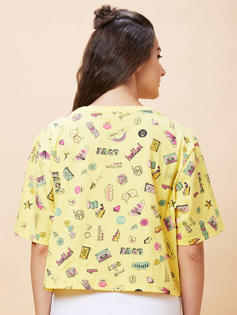 women round neck printed boxy t-shirt - 21237752 -  Standard Image - 2