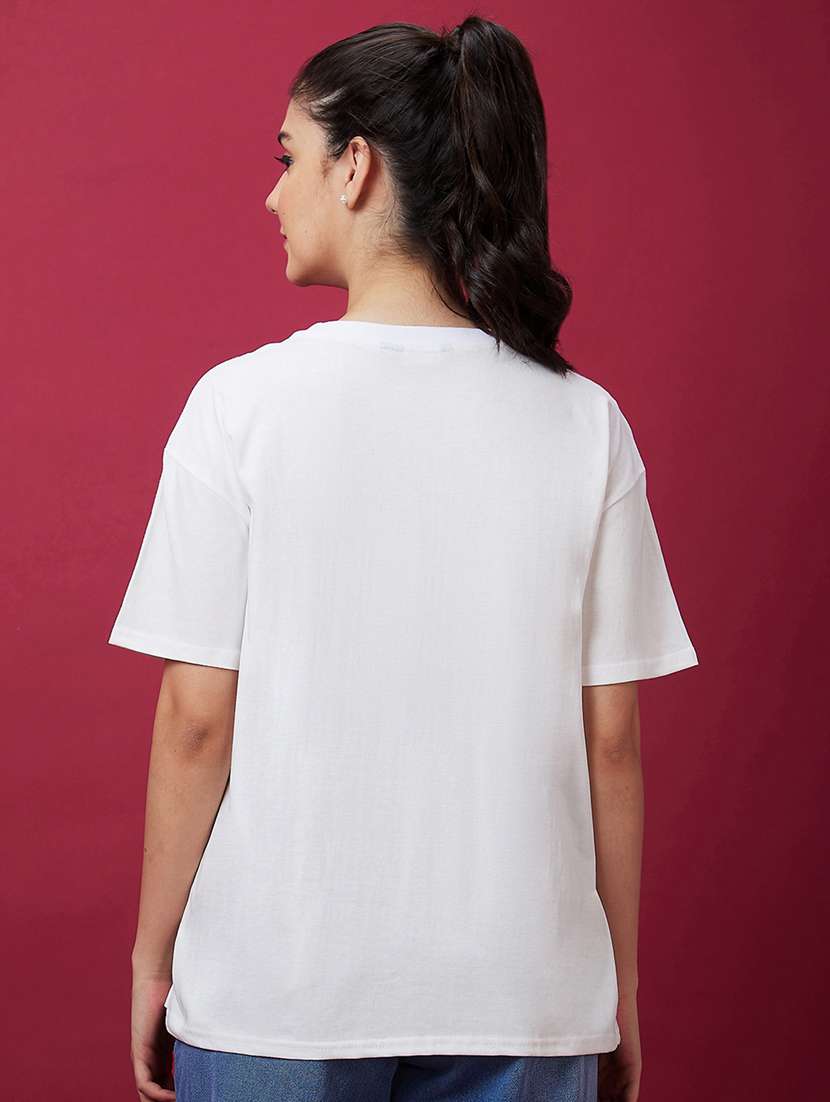 women round neck front printed t-shirt - 21237766 -  Standard Image - 2