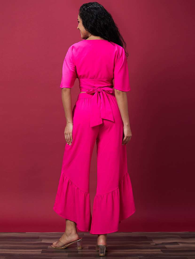 pink solid top and palazzos set co-ord - 21237823 - Standard Image - 2
