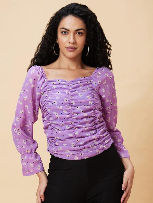 purple floral print top - 21237825 - Standard Image - 0
