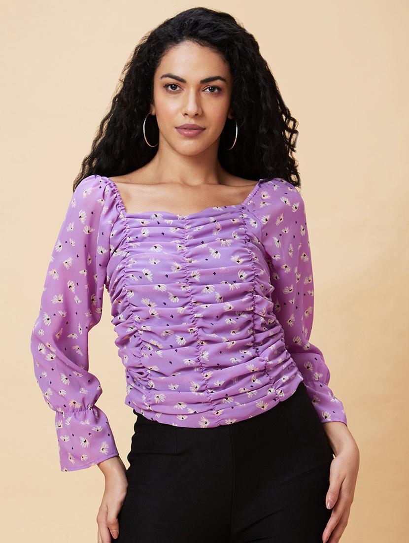 purple floral print top - 21237825 - Zoom Image - 0