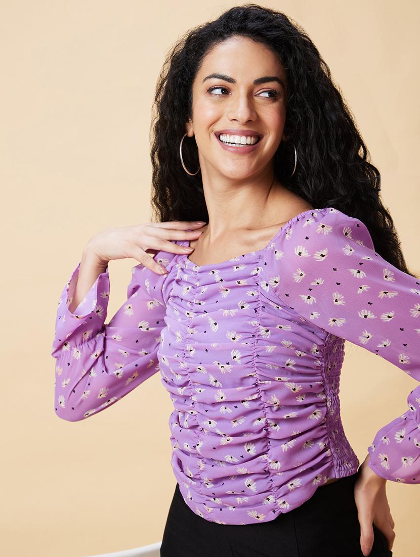 purple floral print top - 21237825 - Standard Image - 2