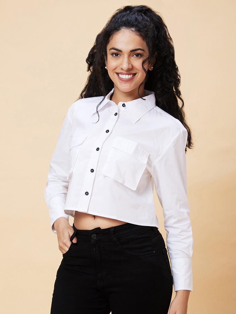 white cotton shirt top - 21237827 - Standard Image - 2