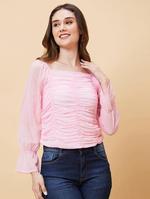 pink polyester regular top - 21237831 - Standard Image - 0