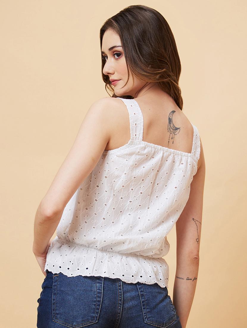 white cotton peplum top - 21237840 - Standard Image - 2