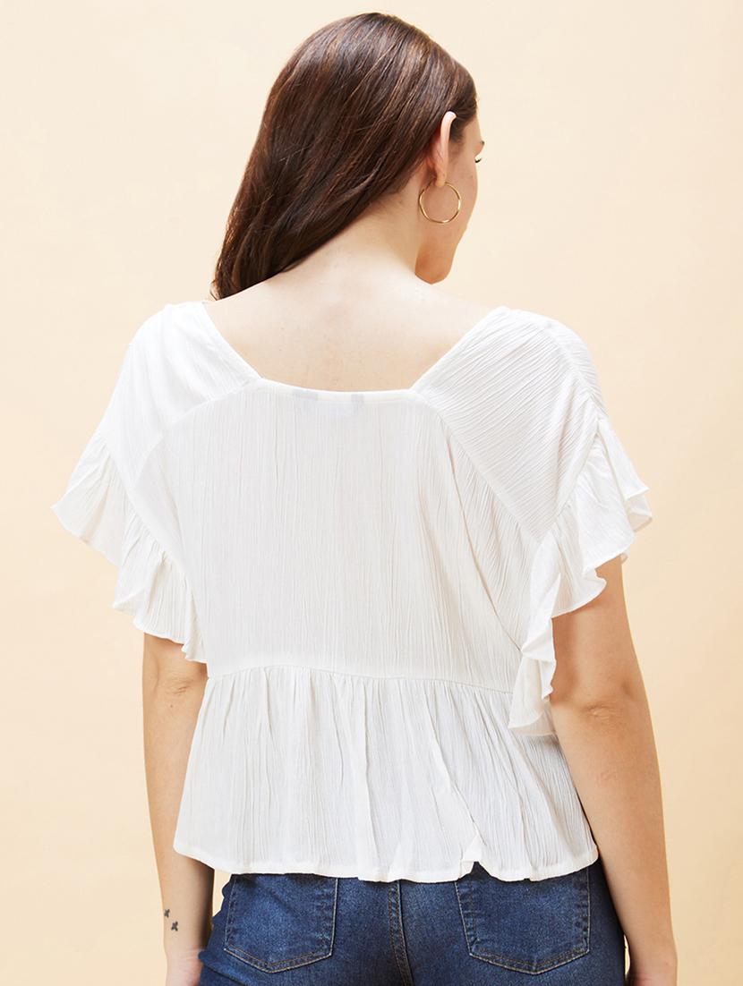 white viscose peplum top - 21237851 - Standard Image - 2
