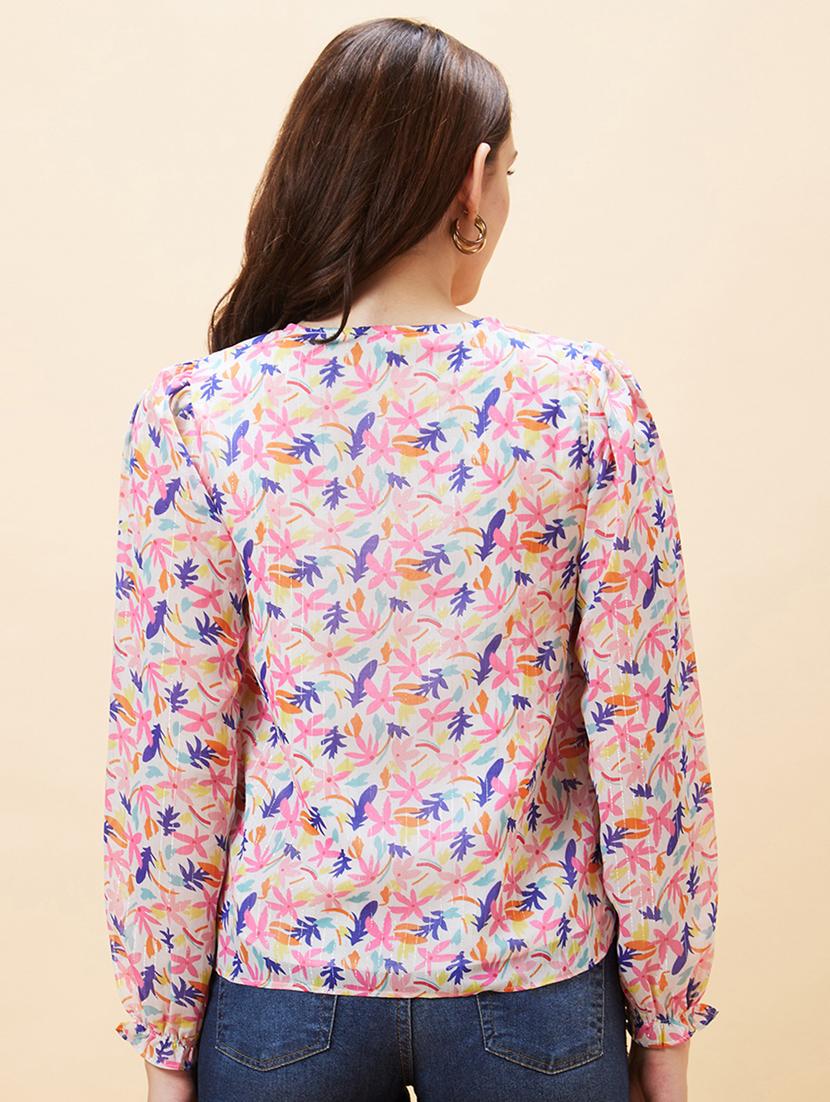 multicolored floral printed regular top - 21237859 - Standard Image - 2