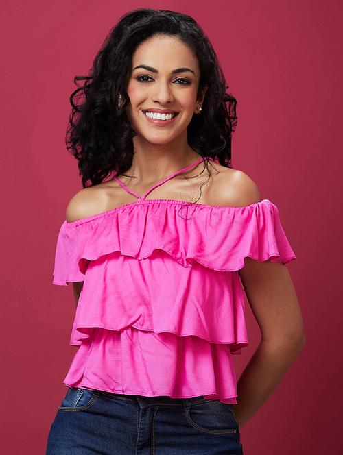 women pink solid layered top - 21237886 - Standard Image - 0
