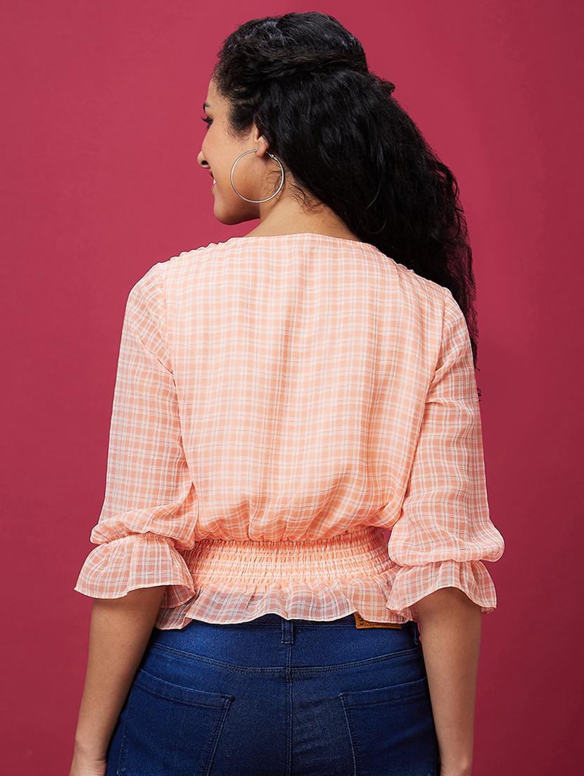 peach polyester peplum top - 21237896 - Standard Image - 2