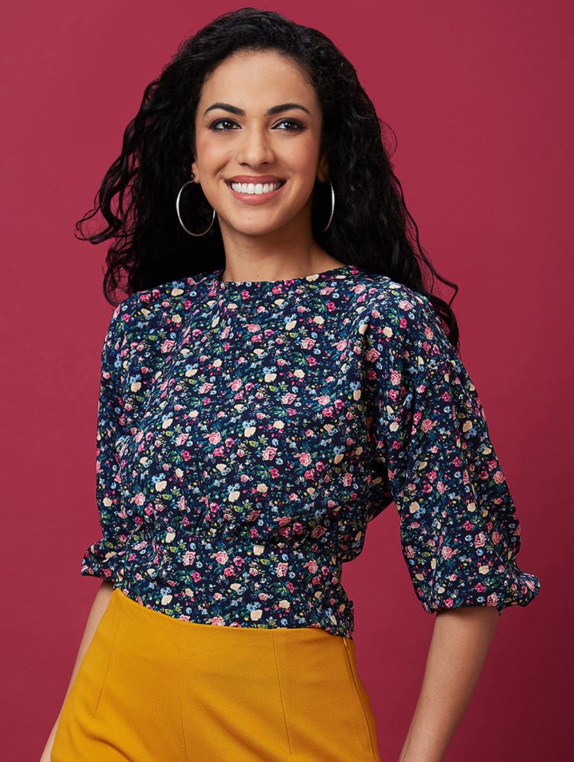 navy blue polyester regular top - 21237902 - Zoom Image - 0