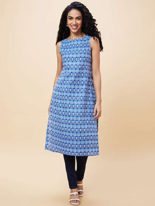 women boat neck printed straight kurta - 21237915 - Standard Image - 0