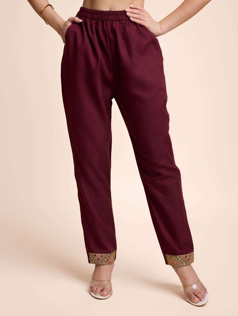 women maroon solid  kurta pant set - 21238052 -  Standard Image - 2