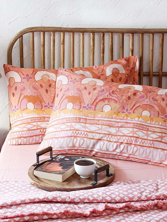homprin radiates opulence pink & white 100% cotton satin printed set of 2 pillow covers 18 inch x 28 inch(46 x 69 cm)