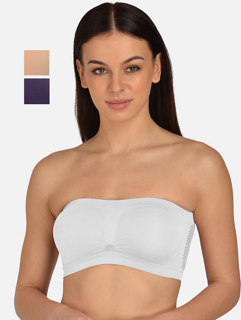 women multicolored set of 3 solid tube bra