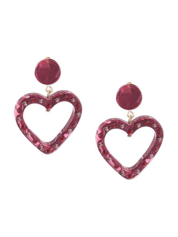 pink alloy drop earrings